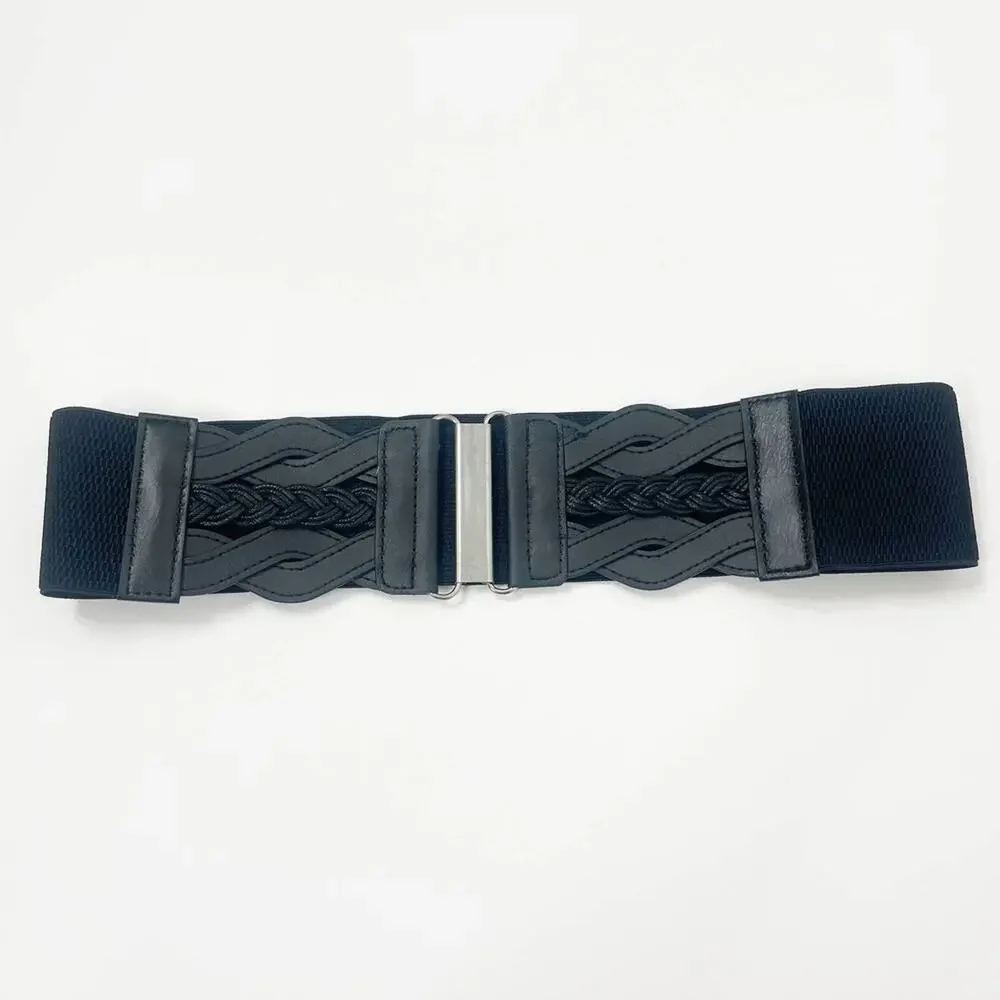2/$30 NEW Elastic Wide Waist Belt Braided Black